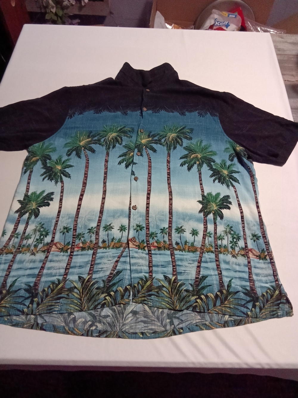 Batik Bay Tropical Palm Print Short Sleeve Shirt Jacket - Blue